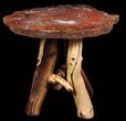Arizona Rainbow Petrified Wood Table With Wood Base #94517-3